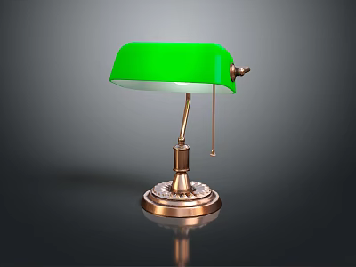 Elegant Green Table Lamp With Brass Base And Crystal Accents For Home Decor 3d model