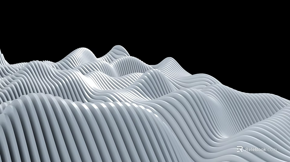 Modern Sofa and Coffee Table Set With Wavy Curves and Flowing Layered Design 3d model 