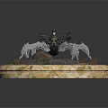 Detailed Character Riding Mechanical Spider Creature Model With Rock Display Base 3d model