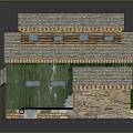 Green Roof Brick Toy House With Garage Door Small Car And Green Walls