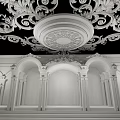 White Ornate Stage Structure With Arched Doors And Decorative Ceiling 3d model
