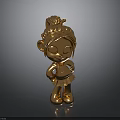 Golden Cartoon Girl Statue With Ponytail Skirt And Shiny Reflective Surface