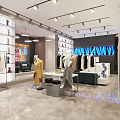 Modern Clothing Store Interior With Mannequins Clothing Racks Display Shelves And Spotlights