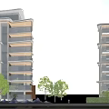 Modern Detached Villa With Large Glass Windows Balconies Surrounding Trees And Water Features