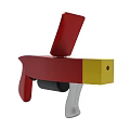 Red Gun Like Equipment With Yellow Gray And Black Elements 3d model