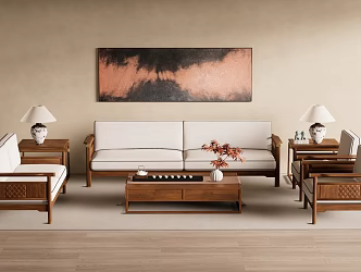 Quiet New Chinese Sofa Tea Table 3d model