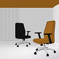 Modern Black and Orange Office Chairs with Armrests on Wheels in Contemporary Interior