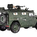 Green Military Vehicles With Spare Tire And Weapon Mounts