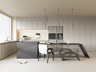 Open Kitchen Island Water Bar Table Solid Wooden Dining Table Solid Wooden Leisure Stool Solid Wooden Sideboard Acrylic Table Foot Refrigerator Ice Maker Coffee Maker Faucet 3d model