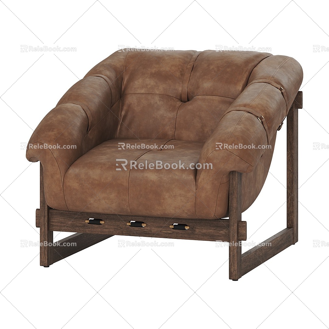 Nordic Simple Single Sofa 3d model