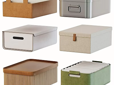 Various Material Storage Boxes in Multiple Colors for Home Organizing Needs 3d model