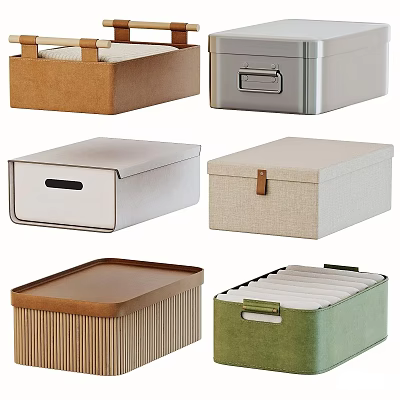 Various Material Storage Boxes in Multiple Colors for Home Organizing Needs 3d model