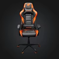 Black And Orange Ergonomic Gaming Chair With Armrests And Caster Wheels