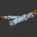 Decorative Fantasy Pistols With Blue Metallic Finish Intricate Carvings And Wooden Grips