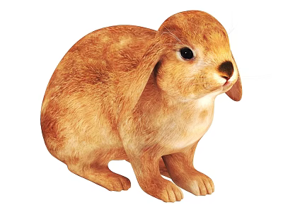Cute Brown Fluffy Rabbit Plush Toy With Soft Fur And Realistic Features 3d model