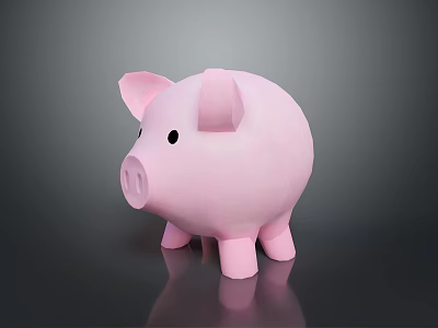 Cute Pink Piggy Bank With Smooth Surface Displayed On Dark Background 3d model