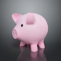 Cute Pink Piggy Bank With Smooth Surface Displayed On Dark Background