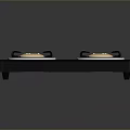 Modern Four Burner Gas Stove With Black Ceramic Glass Surface And Control Knobs 3d model