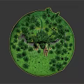 Fantasy Game Movie Character Green Forest Guardian Surrounded by Tall Pine Trees in Lush Woodland