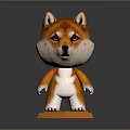 3D Cartoon Shiba Inu Character Model In Standing Pose With Orange Base