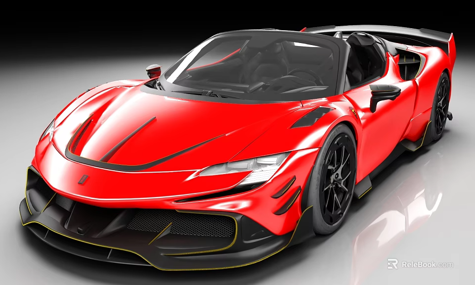 Red Convertible Sports Car With Sleek Aerodynamic Design And Black Accents 3d model 
