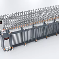 Modern Electric Retractable Metal Gate With Automatic Control Panel And Security Wheels 3d model
