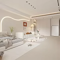 Modern Minimalist Apartment Living Room With TV Wall And Sofa
