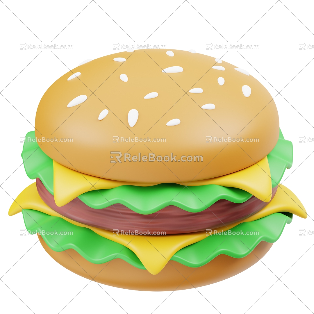 Modern Burger Food Cartoon Burger 3d model