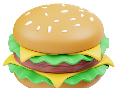 Modern Burger Food Cartoon Burger 3d model