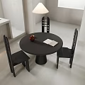 Middle Ancient Dining Table and Chair Solid Wood Dining Table and Chair Round Dining Table and Chair 3d model