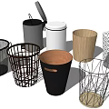 Public Facilities Various Trash Bins With Metal Mesh Wooden And Plastic Designs