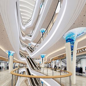 Modern shopping mall large commercial pedestrian street 3d model