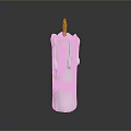 White Candle With Yellow Flame And Melting Wax Drips On Grey Background