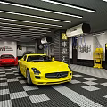 Professional 4S Car Dealership Showroom With Red And Yellow Display Vehicles