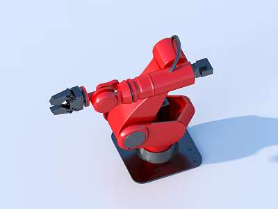 Red Robotic Arm Hardware Tools With Stable Base For Industrial Applications 3d model