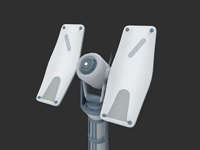 Tactical Weapon System With White Panels Central Sensor And Cylindrical Base 3d model