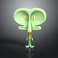 Adorable Light Green Aquatic Animal Cartoon 3D Model With Big Eyes And Long Nose