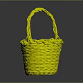Light Woven Basket With Red Braided Handle And Red Rim On Dark Background
