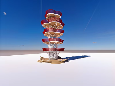 Creative Sightseeing Tower Love Landscape Tower Park Landmark Flower Sea Sightseeing Platform Watchtower 3d model
