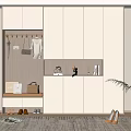 Modern Minimalist Shoe Cabinet with Open Shelves Storage Compartments Decorative Items and Seating Bench