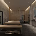 Luxurious SPA Sauna Interior With Stone Walls Wooden Ceiling Skylights And Hot Tub Pool