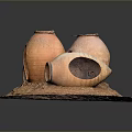 Handcrafted Clay Sculpture with Multiple Vessels and Circular Base Openings Design 3d model