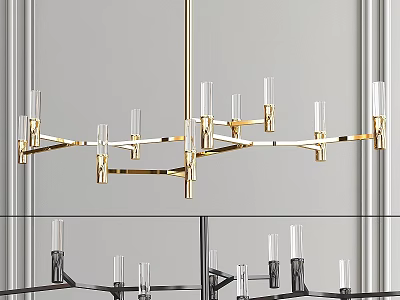 Modern Contemporary Chandelier With Gold Black Metal Frame And Glass Shades 3d model