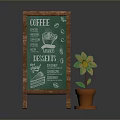Coffee Shop Building Featuring Wooden Menu Board Potted Yellow Flower And Dessert Icons
