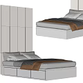 Modern Minimalist Bedroom Furniture With White Wardrobe Comfortable Bed And Pillows