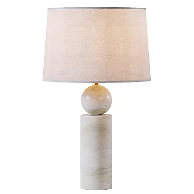 Table Lamp with Light Beige Lampshade and Spherical Globe on Marble Base 3d model