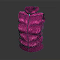 Pink Puffer Vest with High Collar Zipper Front Puffy Design Fashion Outerwear
