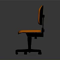 Orange Office Chair With Fabric Seat And Swivel Base On Black Frame