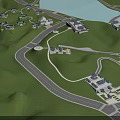 Ancient Architecture Complex Layout On Green Hills With Roads And Water Area 3d model