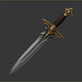 Ornate Fantasy Sword With Silver Blade Brown Handle And Golden Decorations